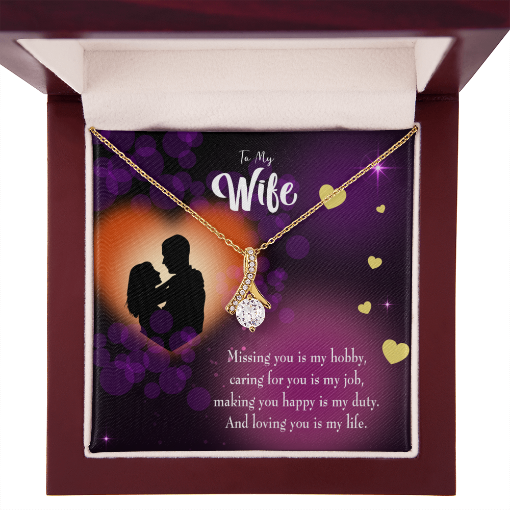 To My Wife Love of my Life Alluring Ribbon Necklace Message Card-Express Your Love Gifts