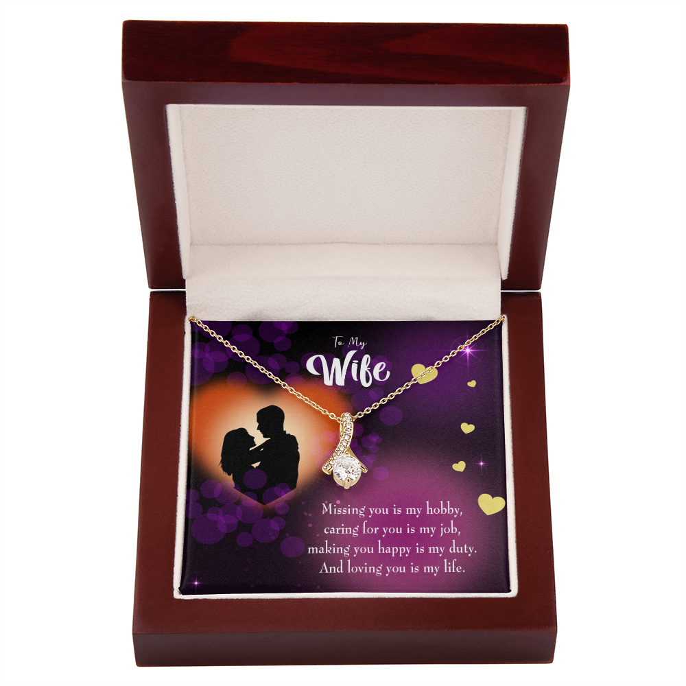 To My Wife Love of my Life Alluring Ribbon Necklace Message Card-Express Your Love Gifts