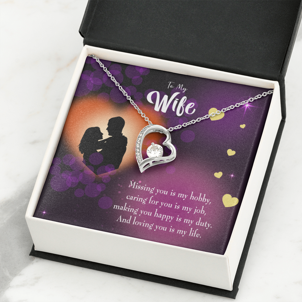 To My Wife Love of my Life Forever Necklace w Message Card-Express Your Love Gifts