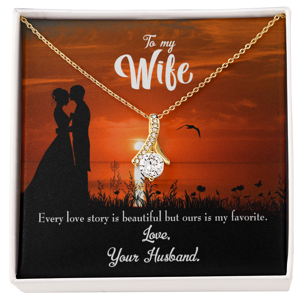 To My Wife Love Story Alluring Ribbon Necklace Message Card-Express Your Love Gifts