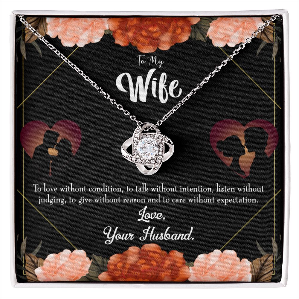 To My Wife Love Talk Listen Infinity Knot Necklace Message Card-Express Your Love Gifts