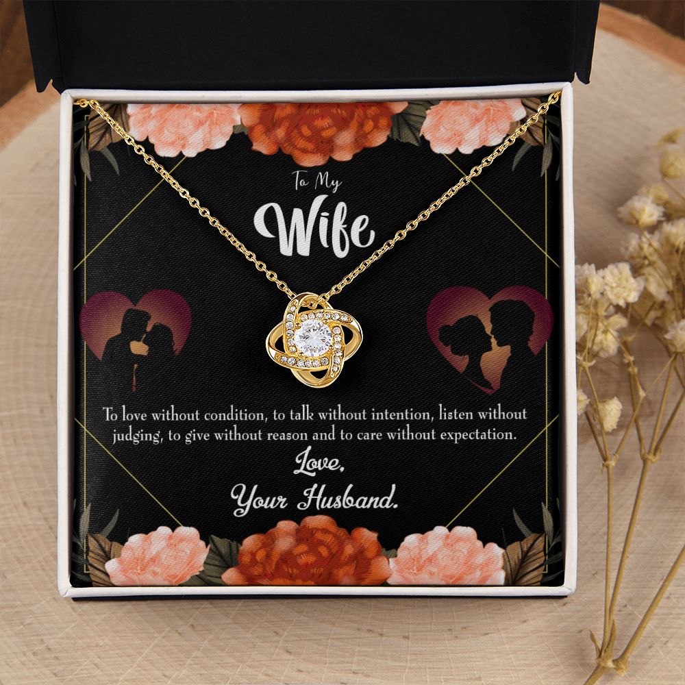 To My Wife Love Talk Listen Infinity Knot Necklace Message Card-Express Your Love Gifts