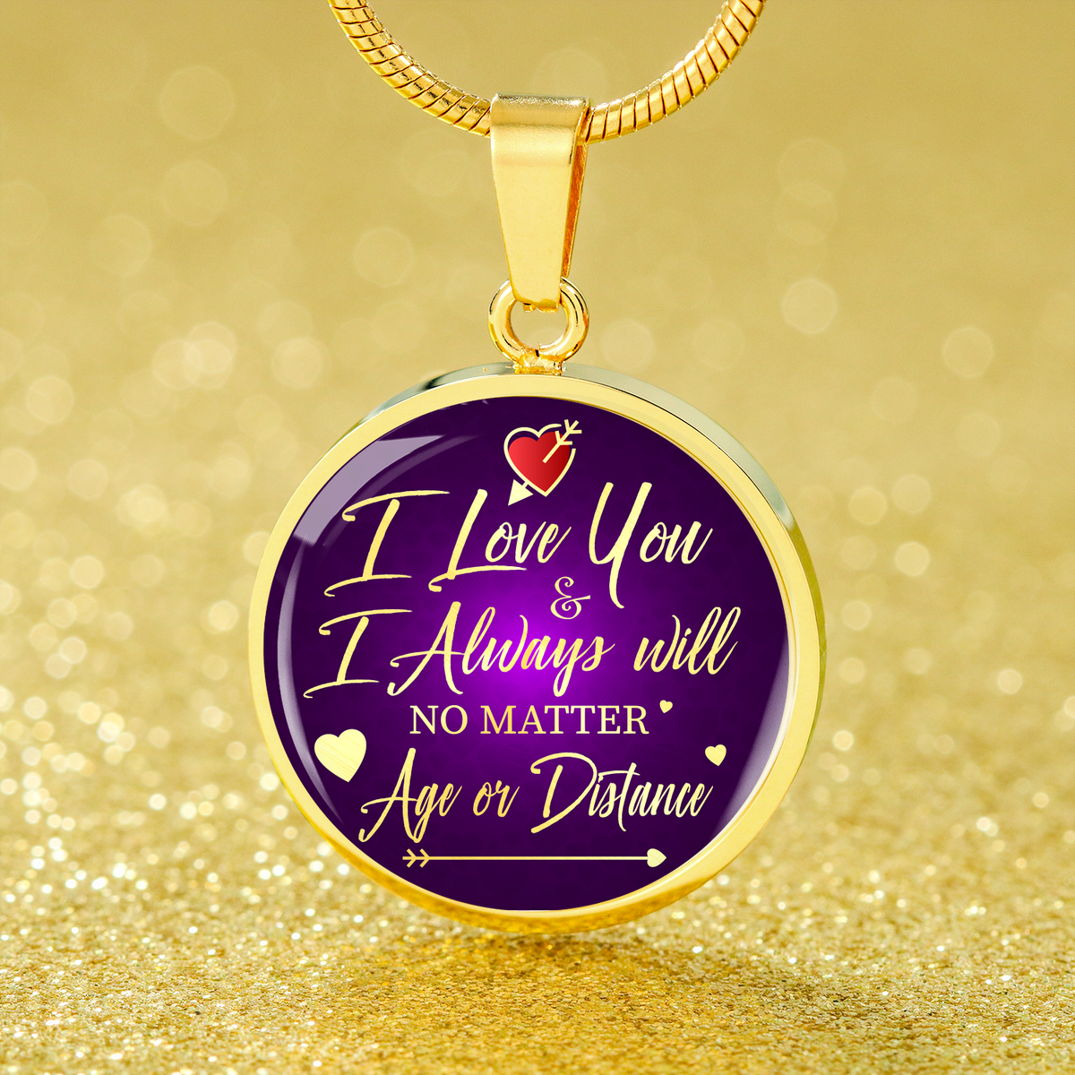 To My Wife Love You Always Circle Pendant Stainless Steel or 18k Gold 18-22"-Express Your Love Gifts