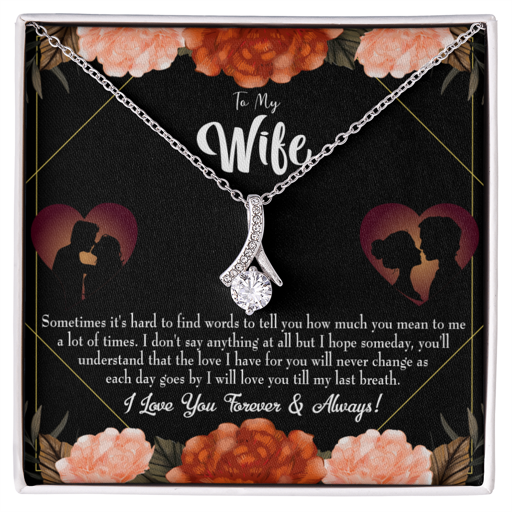 To My Wife Love You Forever Alluring Ribbon Necklace Message Card-Express Your Love Gifts