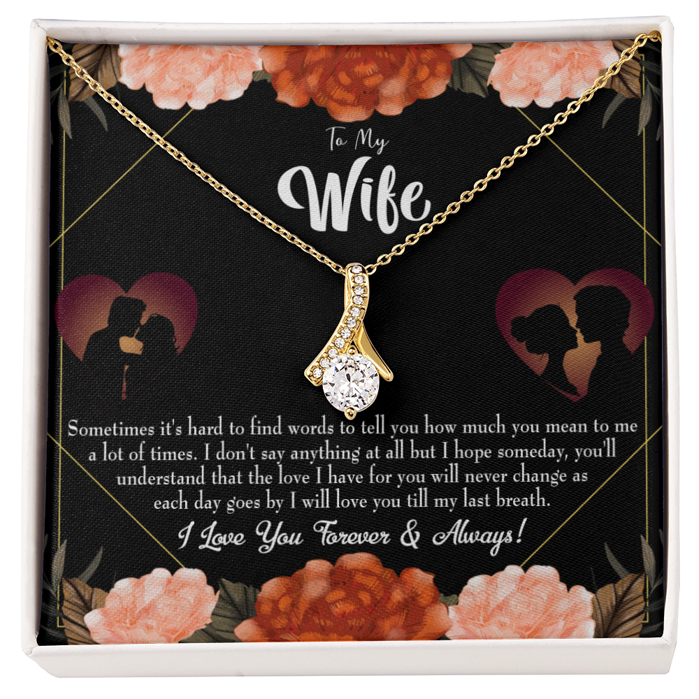 To My Wife Love You Forever Alluring Ribbon Necklace Message Card-Express Your Love Gifts