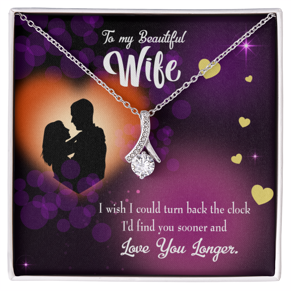 To My Wife Love You Longer Alluring Ribbon Necklace Message Card-Express Your Love Gifts