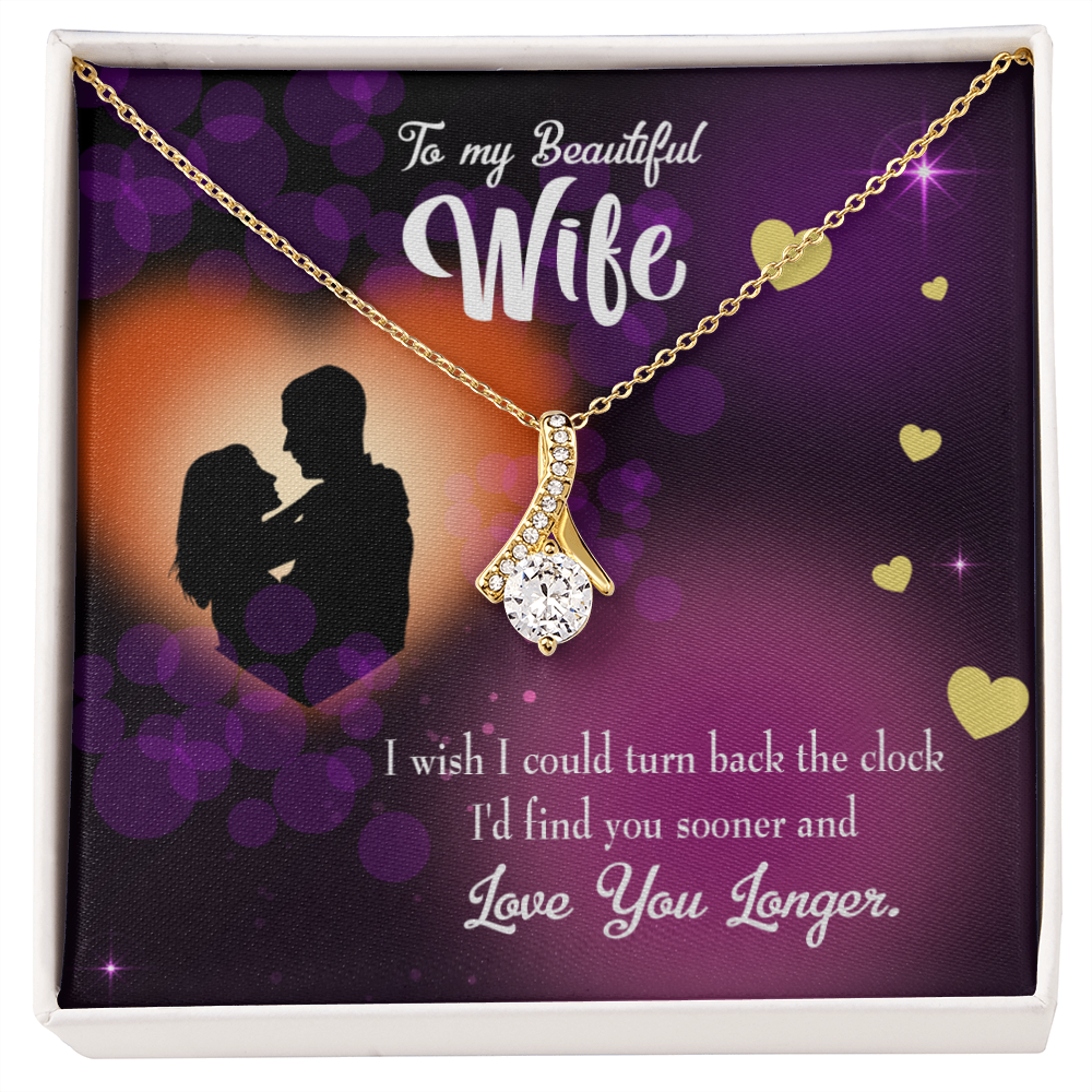 To My Wife Love You Longer Alluring Ribbon Necklace Message Card-Express Your Love Gifts