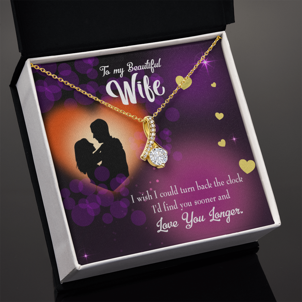 To My Wife Love You Longer Alluring Ribbon Necklace Message Card-Express Your Love Gifts