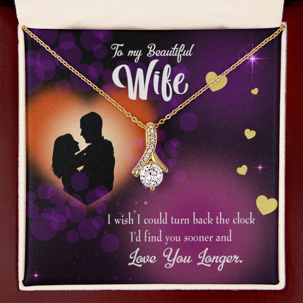 To My Wife Love You Longer Alluring Ribbon Necklace Message Card-Express Your Love Gifts