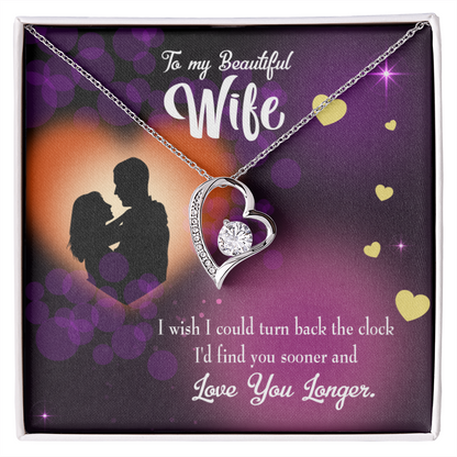 To My Wife Love You Longer Forever Necklace w Message Card-Express Your Love Gifts