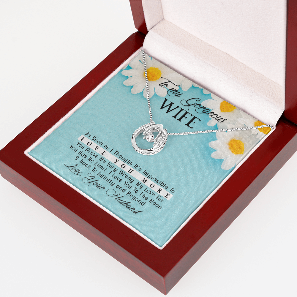 To My Wife Love You More Lucky Horseshoe Necklace Message Card 14k w CZ Crystals-Express Your Love Gifts