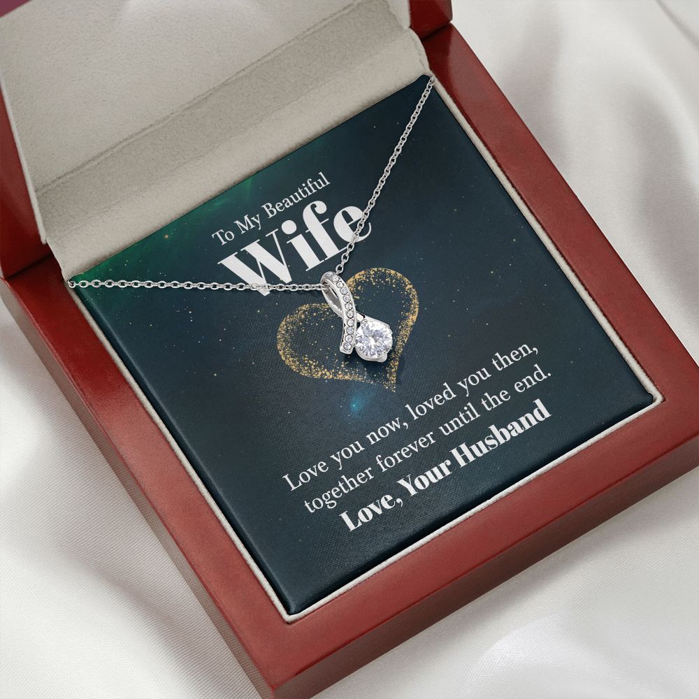 To My Wife Love You Now Alluring Ribbon Necklace Message Card-Express Your Love Gifts