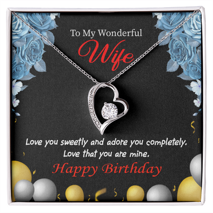 To My Wife Love You Sweetly Birthday Message Forever Necklace w Message Card-Express Your Love Gifts