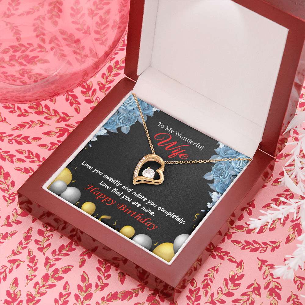 To My Wife Love You Sweetly Birthday Message Forever Necklace w Message Card-Express Your Love Gifts