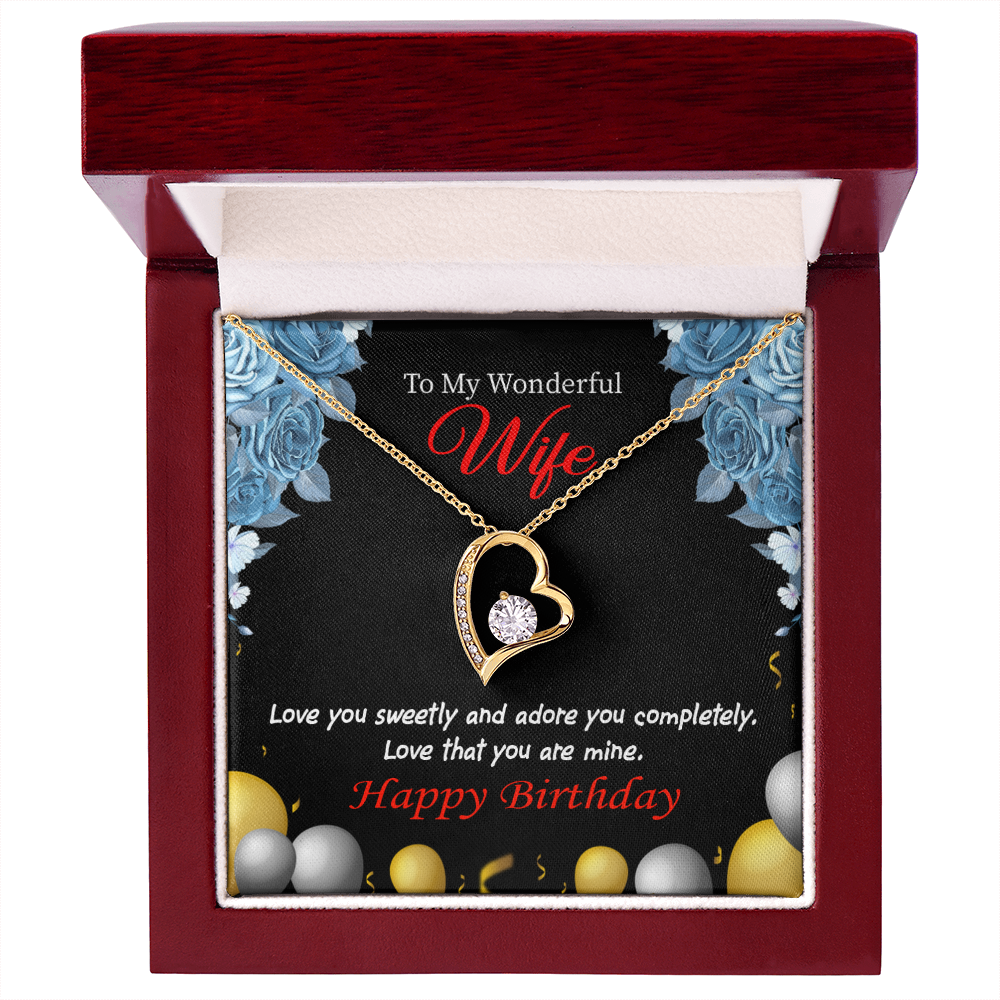 To My Wife Love You Sweetly Birthday Message Forever Necklace w Message Card-Express Your Love Gifts