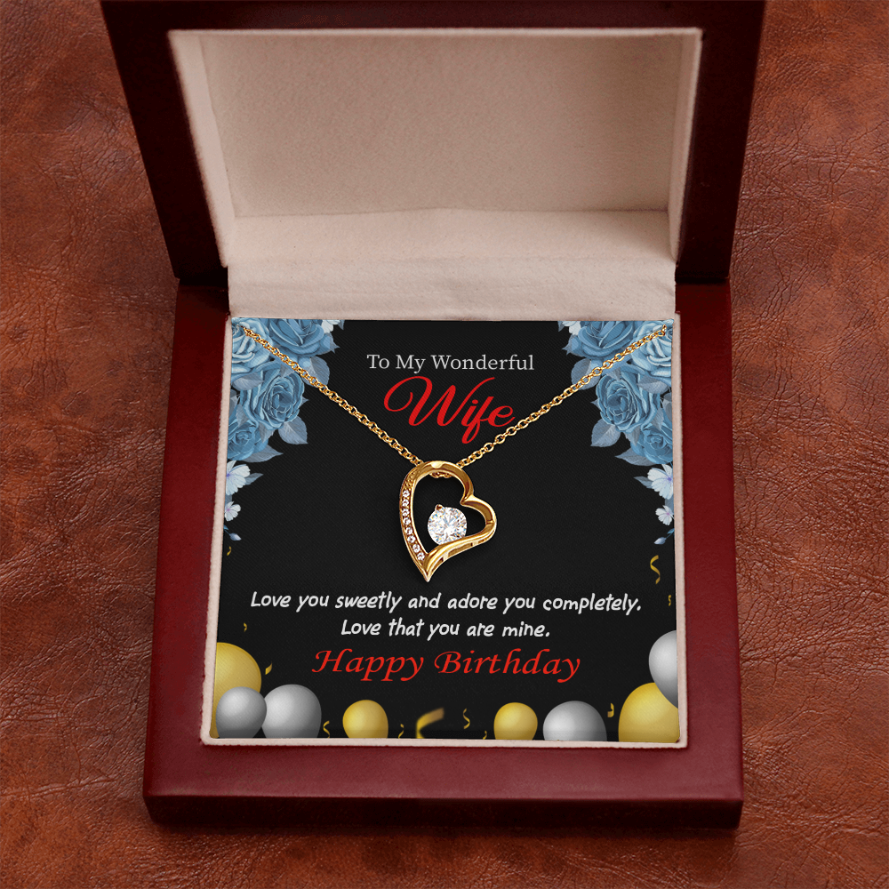 To My Wife Love You Sweetly Birthday Message Forever Necklace w Message Card-Express Your Love Gifts