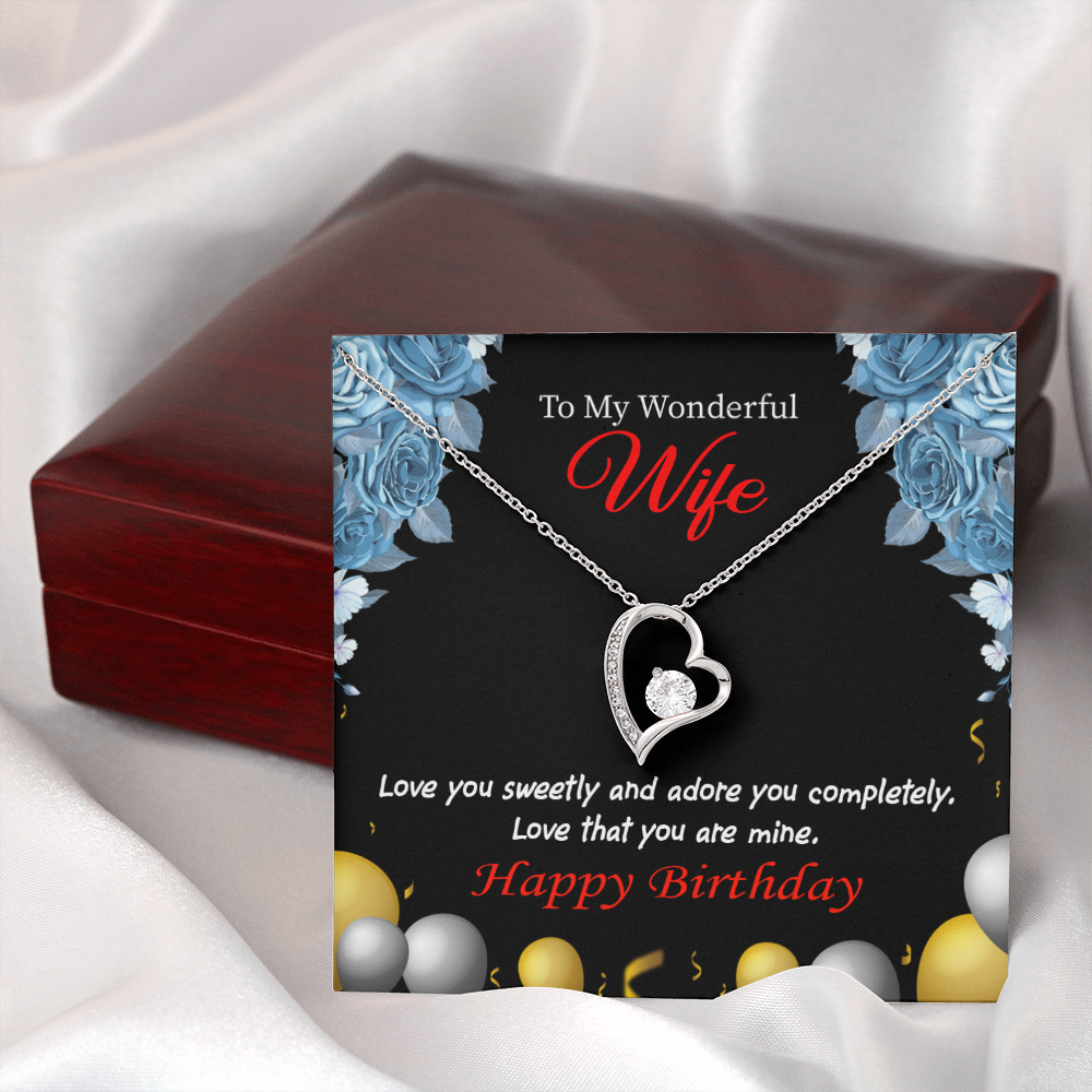 To My Wife Love You Sweetly Birthday Message Forever Necklace w Message Card-Express Your Love Gifts