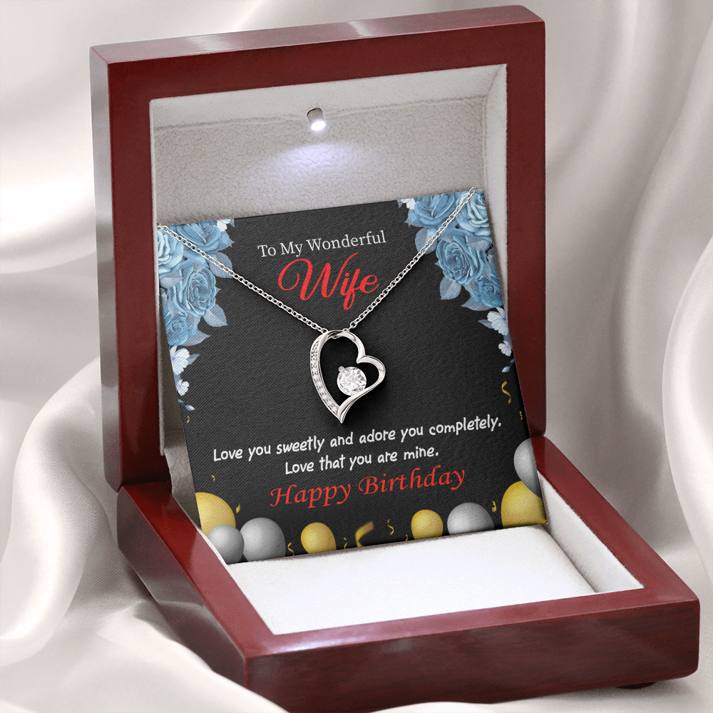 To My Wife Love You Sweetly Birthday Message Forever Necklace w Message Card-Express Your Love Gifts