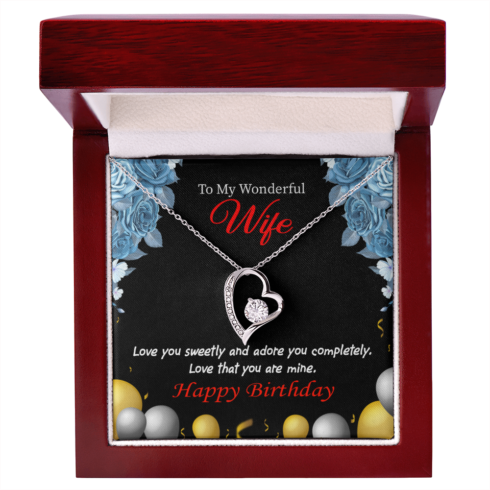 To My Wife Love You Sweetly Birthday Message Forever Necklace w Message Card-Express Your Love Gifts