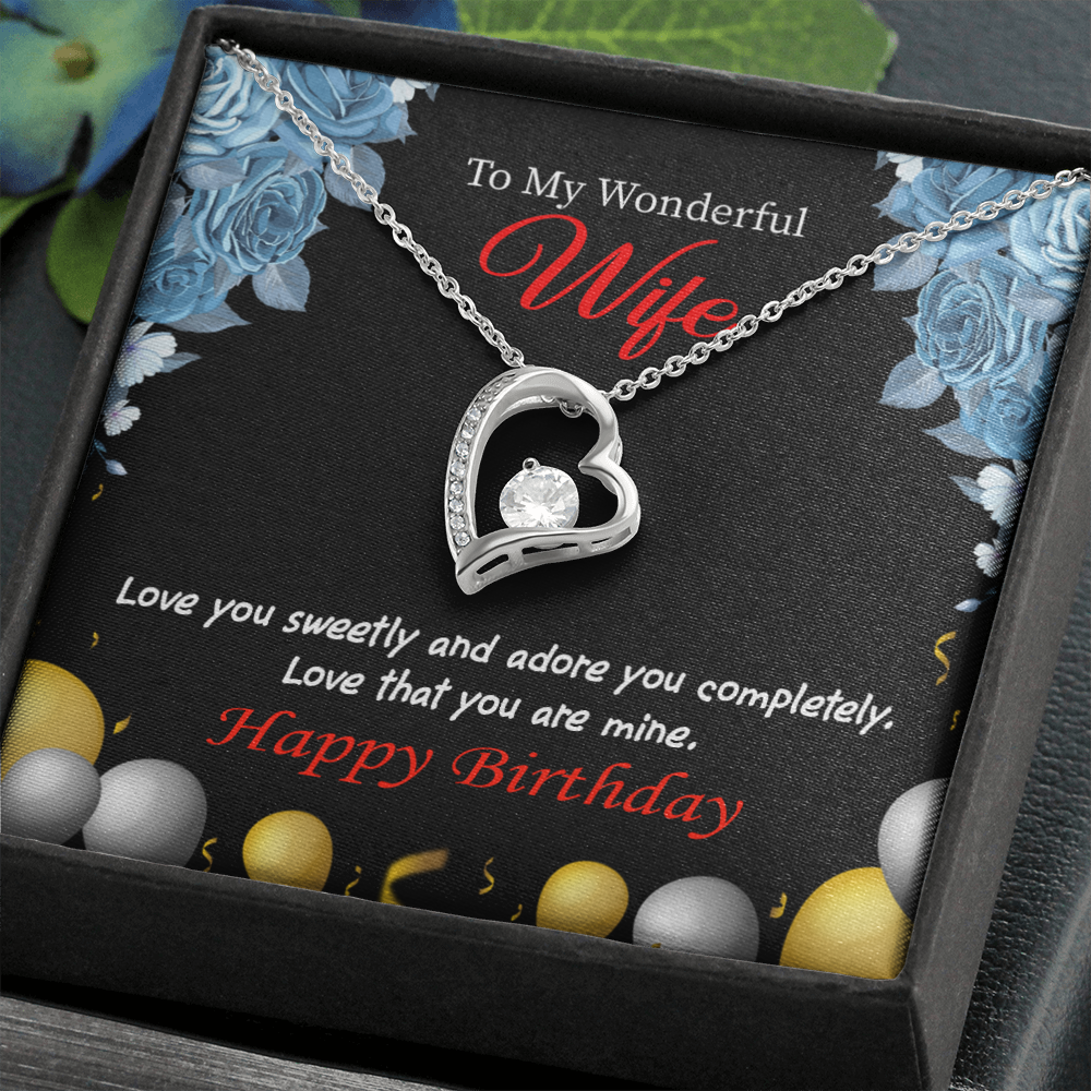 To My Wife Love You Sweetly Birthday Message Forever Necklace w Message Card-Express Your Love Gifts