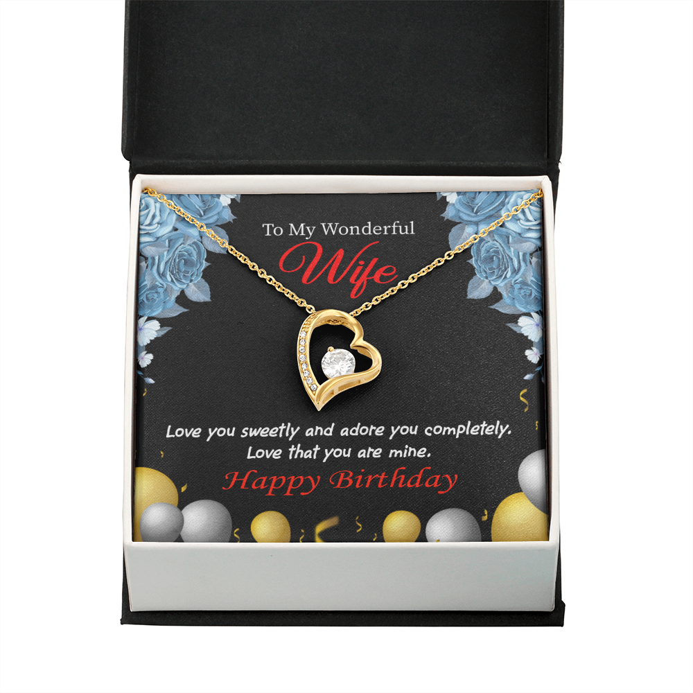 To My Wife Love You Sweetly Birthday Message Forever Necklace w Message Card-Express Your Love Gifts