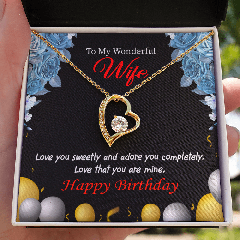 To My Wife Love You Sweetly Birthday Message Forever Necklace w Message Card-Express Your Love Gifts