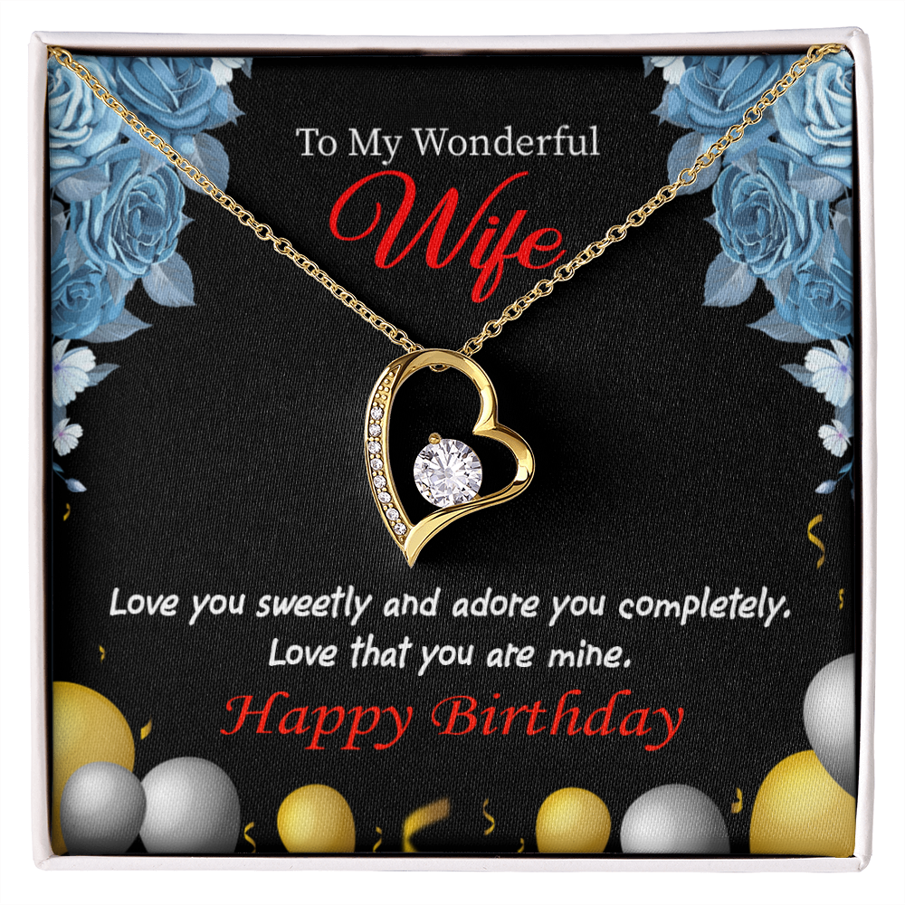 To My Wife Love You Sweetly Birthday Message Forever Necklace w Message Card-Express Your Love Gifts