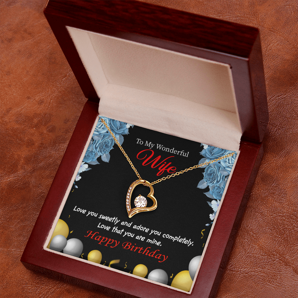 To My Wife Love You Sweetly Birthday Message Forever Necklace w Message Card-Express Your Love Gifts