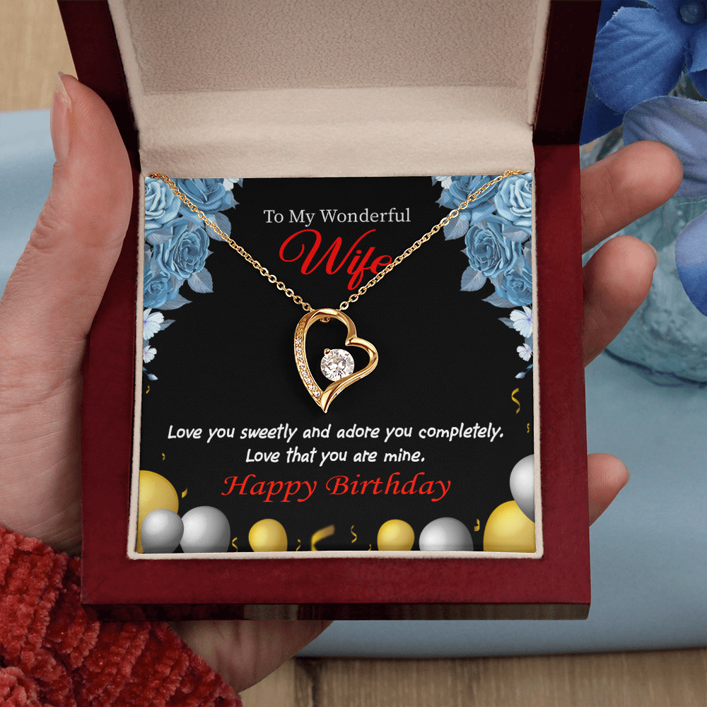 To My Wife Love You Sweetly Birthday Message Forever Necklace w Message Card-Express Your Love Gifts