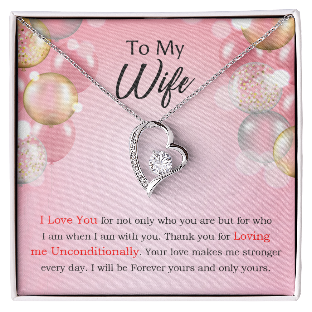 To My Wife Loving Me Unconditionally Message Birthday Forever Necklace w Message Card-Express Your Love Gifts