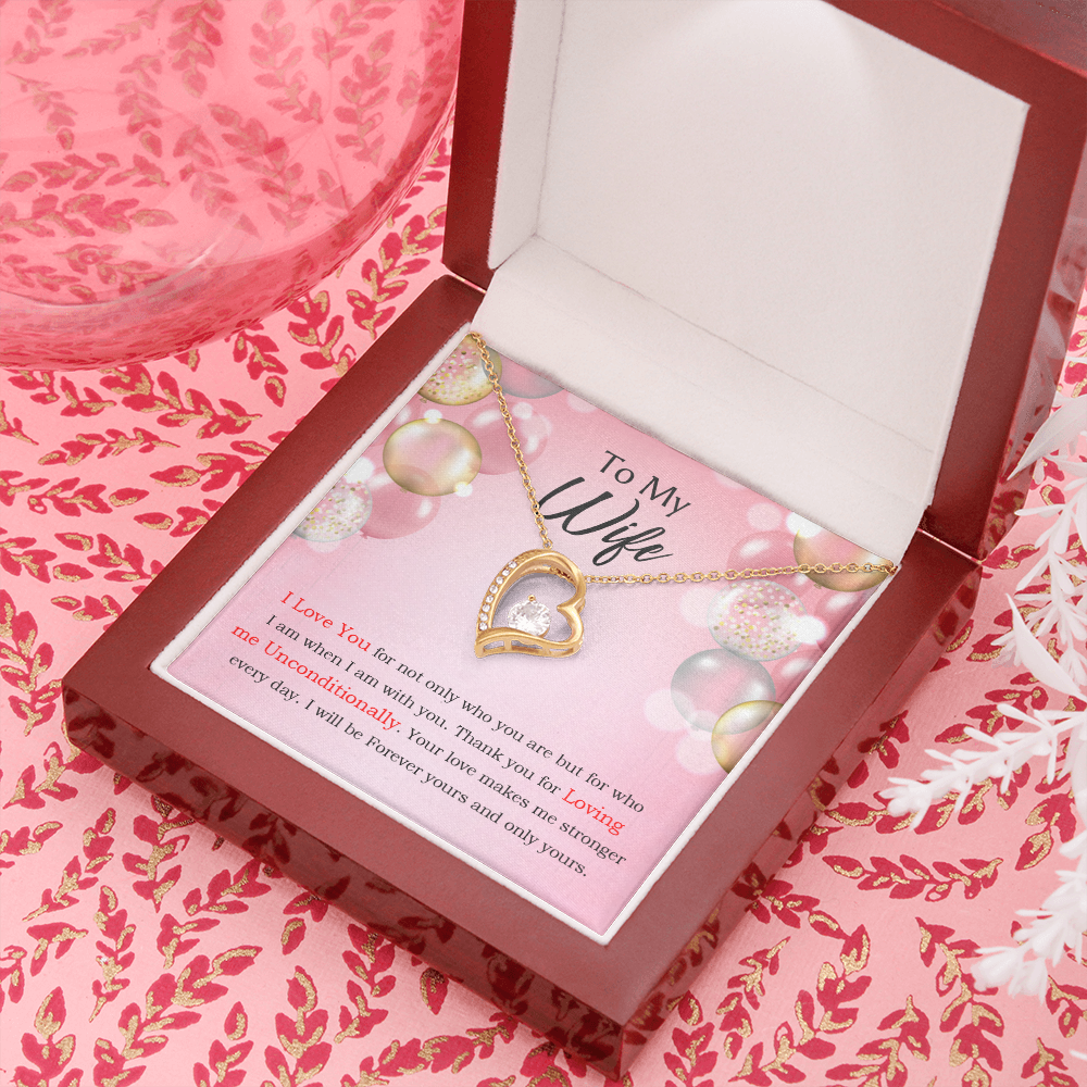 To My Wife Loving Me Unconditionally Message Birthday Forever Necklace w Message Card-Express Your Love Gifts