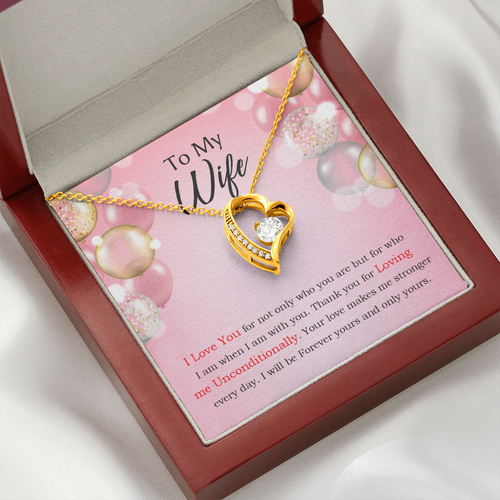 To My Wife Loving Me Unconditionally Message Birthday Forever Necklace w Message Card-Express Your Love Gifts