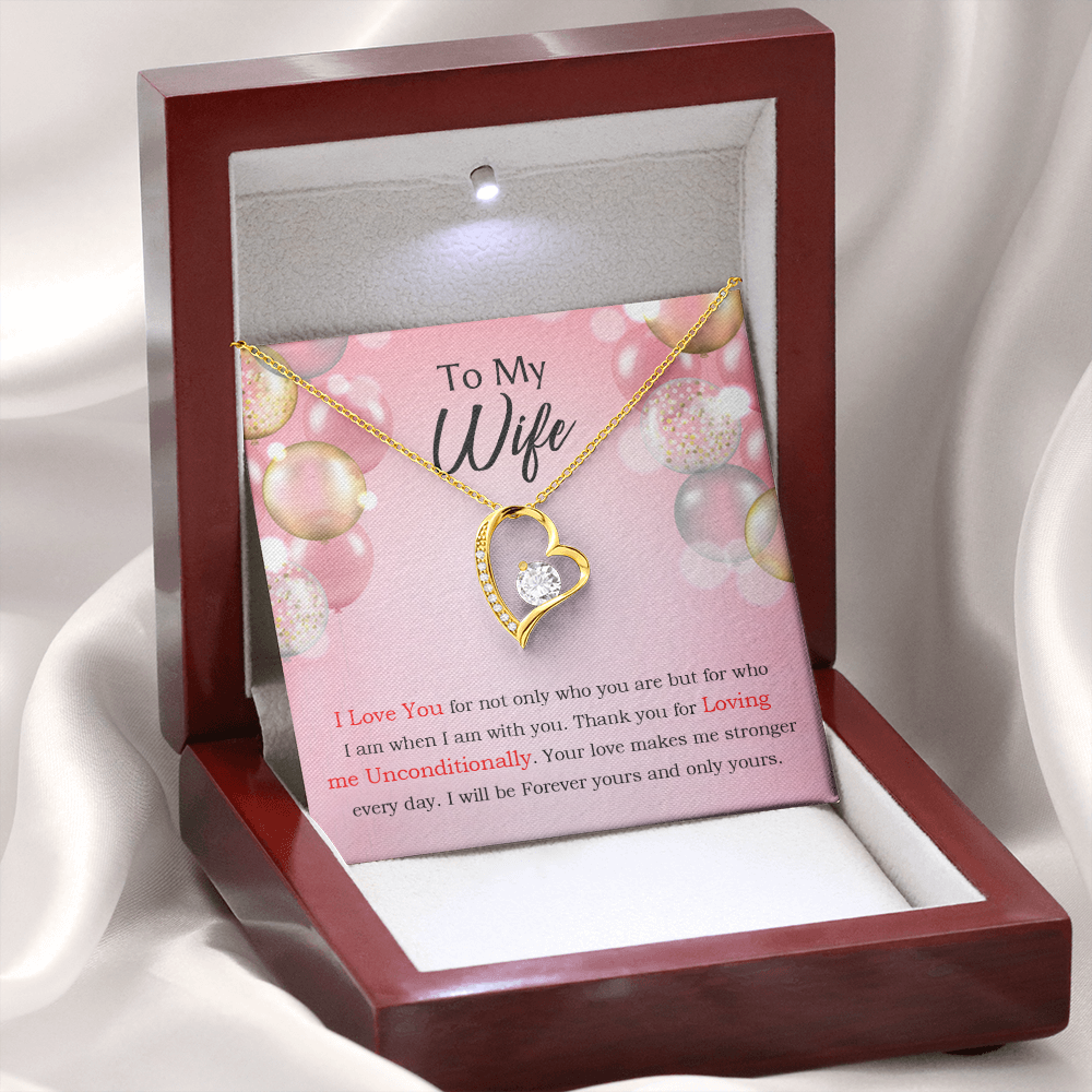 To My Wife Loving Me Unconditionally Message Birthday Forever Necklace w Message Card-Express Your Love Gifts