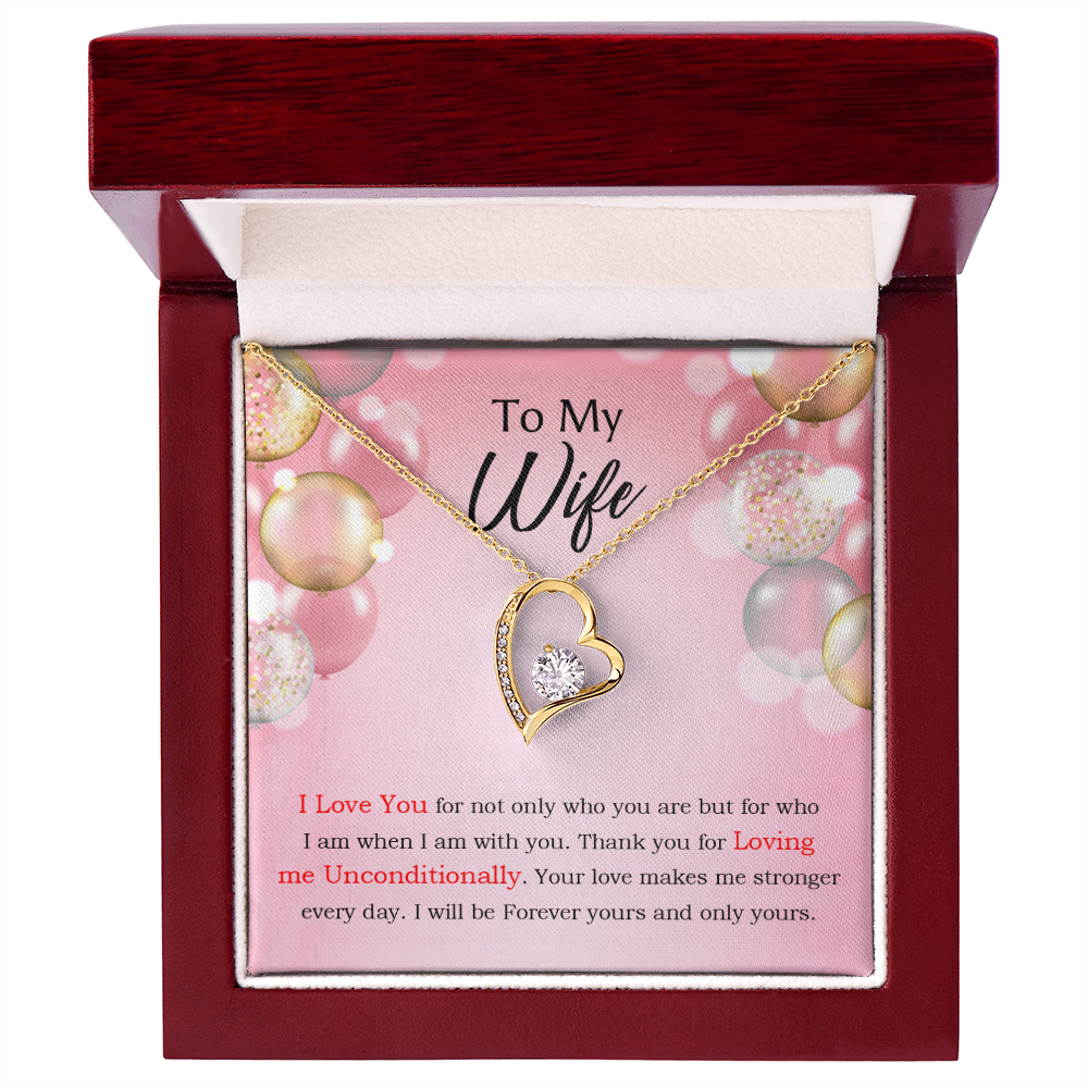 To My Wife Loving Me Unconditionally Message Birthday Forever Necklace w Message Card-Express Your Love Gifts