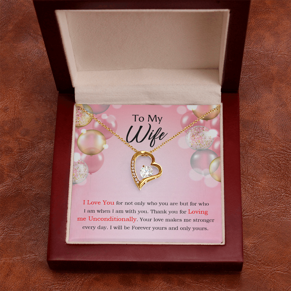 To My Wife Loving Me Unconditionally Message Birthday Forever Necklace w Message Card-Express Your Love Gifts