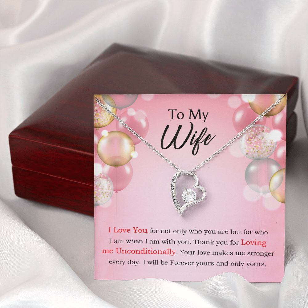 To My Wife Loving Me Unconditionally Message Birthday Forever Necklace w Message Card-Express Your Love Gifts