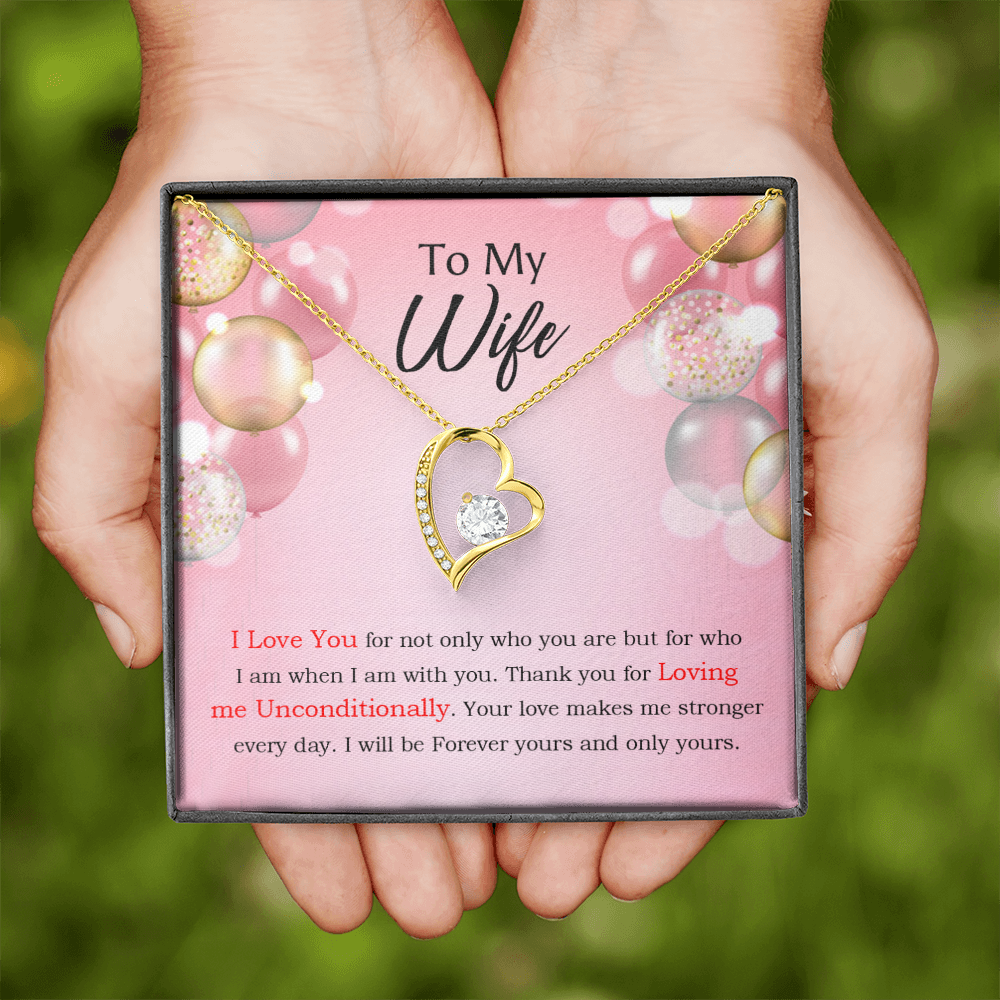 To My Wife Loving Me Unconditionally Message Birthday Forever Necklace w Message Card-Express Your Love Gifts