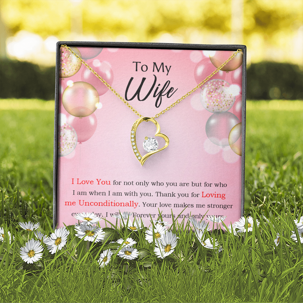 To My Wife Loving Me Unconditionally Message Birthday Forever Necklace w Message Card-Express Your Love Gifts