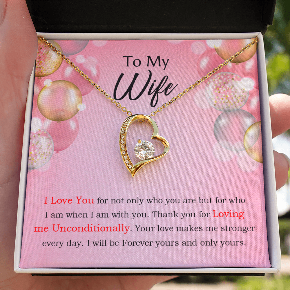 To My Wife Loving Me Unconditionally Message Birthday Forever Necklace w Message Card-Express Your Love Gifts