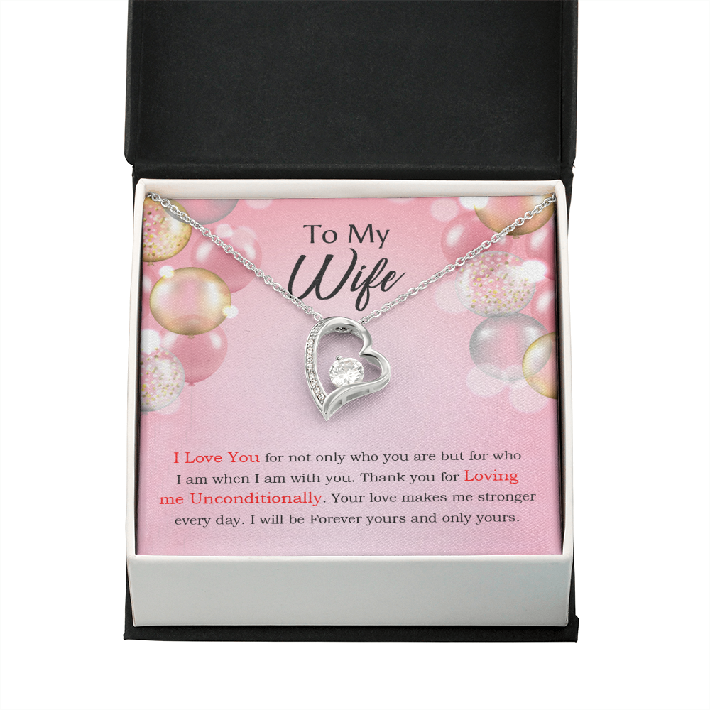 To My Wife Loving Me Unconditionally Message Birthday Forever Necklace w Message Card-Express Your Love Gifts