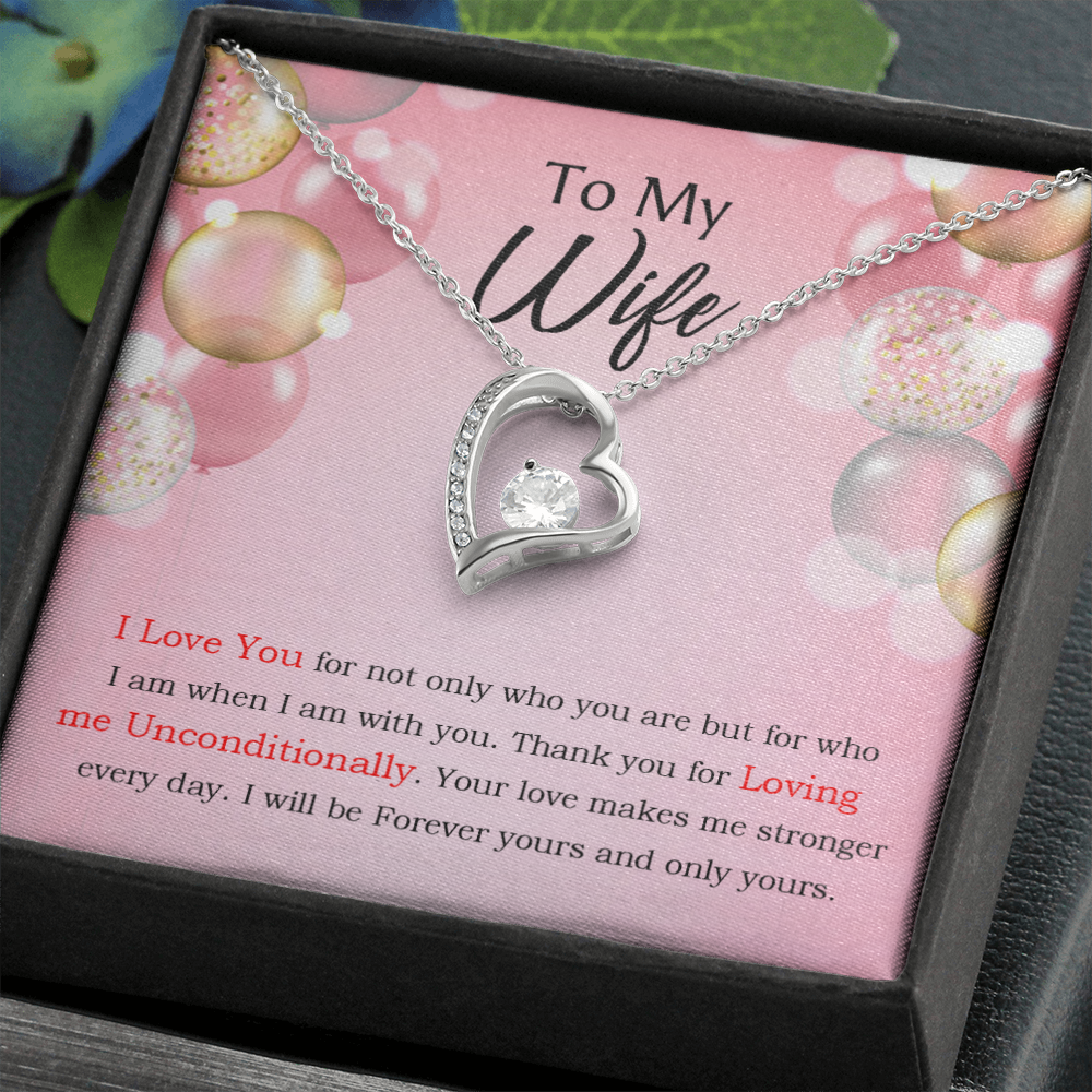 To My Wife Loving Me Unconditionally Message Birthday Forever Necklace w Message Card-Express Your Love Gifts