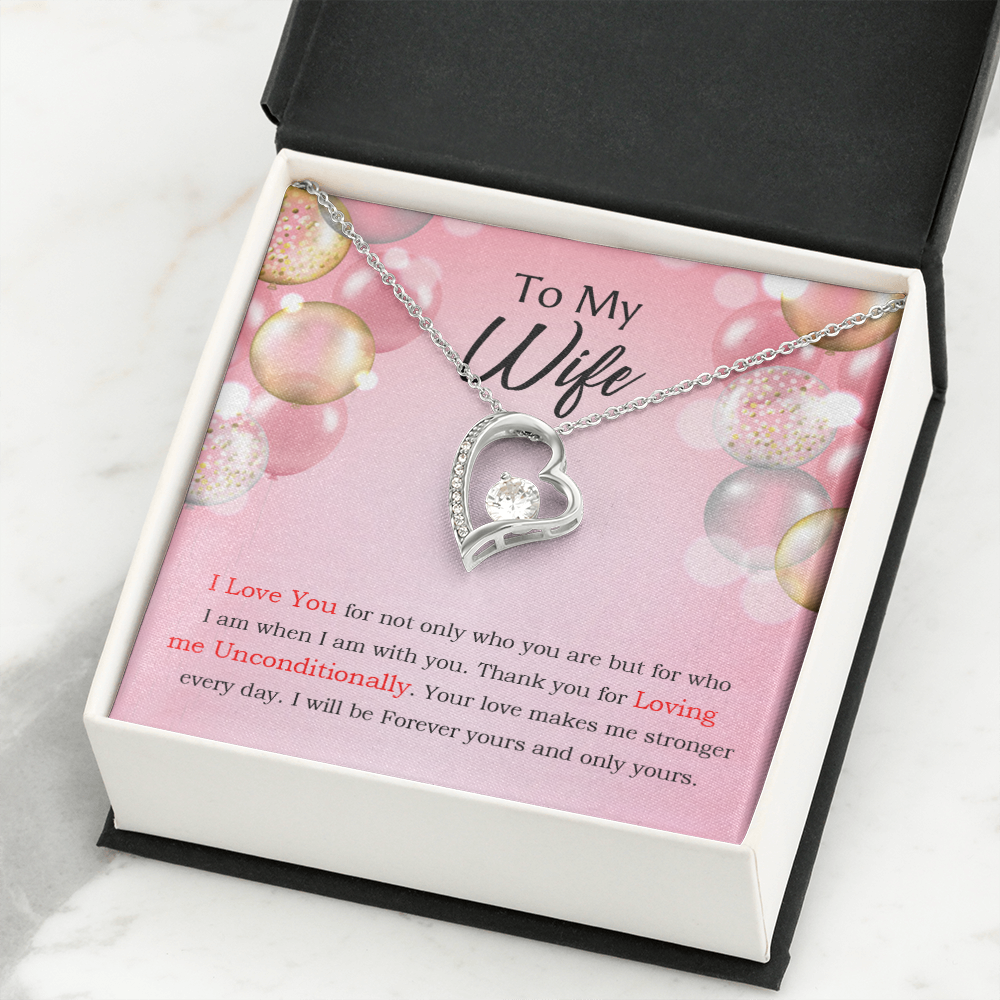 To My Wife Loving Me Unconditionally Message Birthday Forever Necklace w Message Card-Express Your Love Gifts