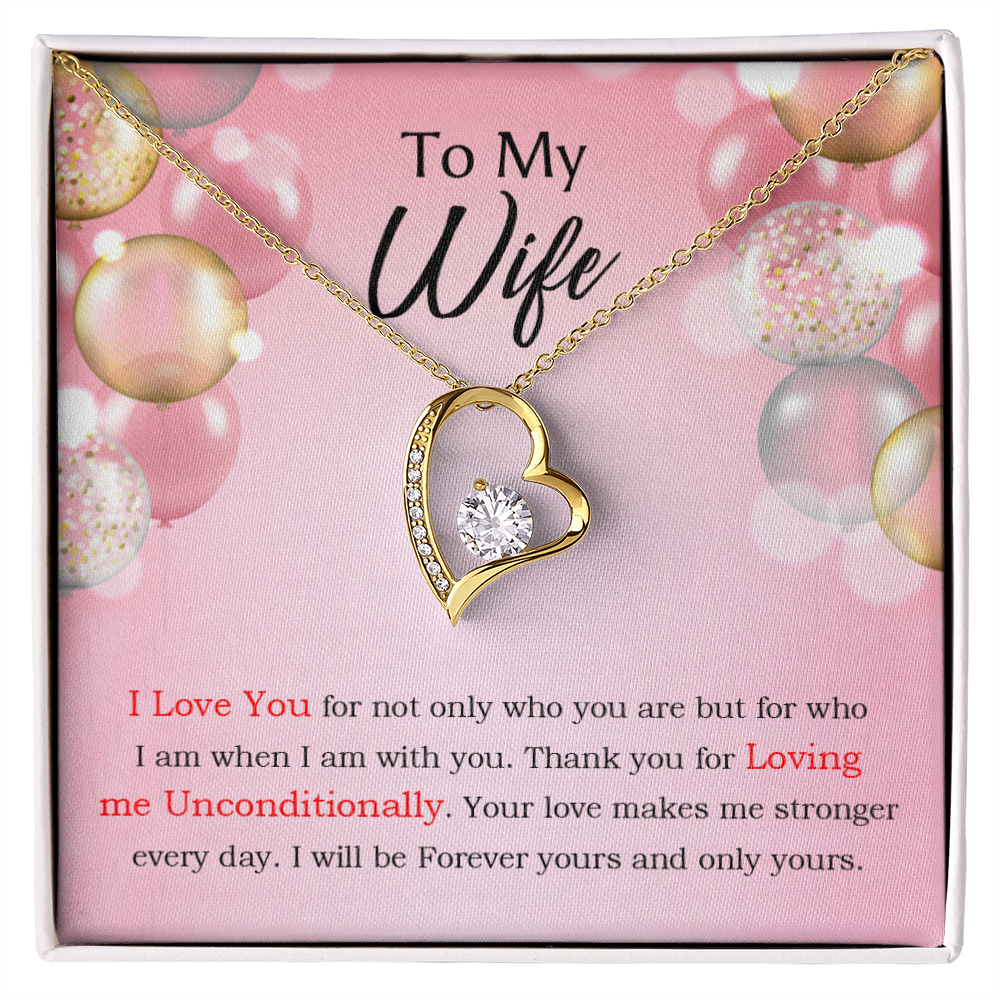 To My Wife Loving Me Unconditionally Message Birthday Forever Necklace w Message Card-Express Your Love Gifts