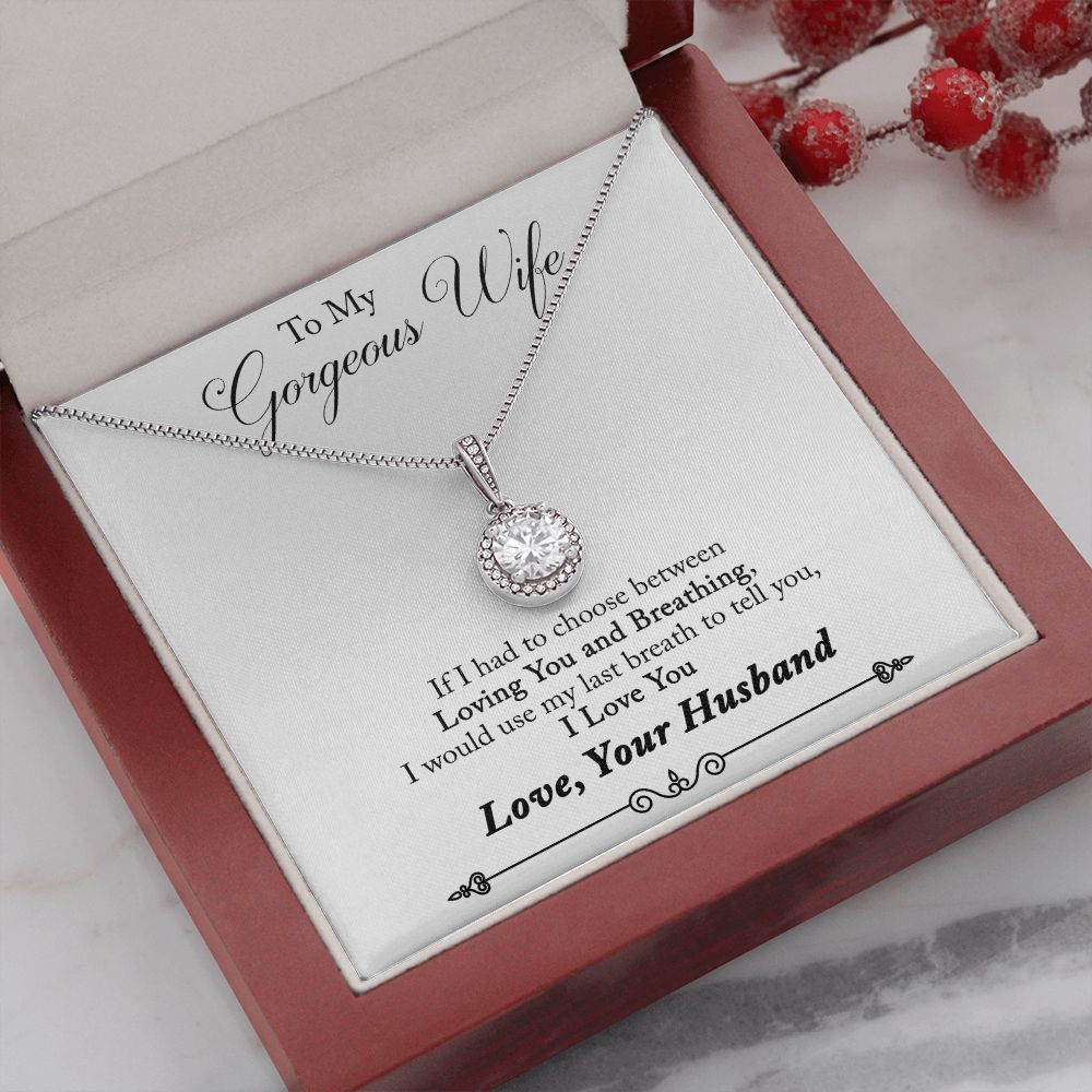 To My Wife Loving You and Breathing Eternal Hope Necklace Message Card-Express Your Love Gifts