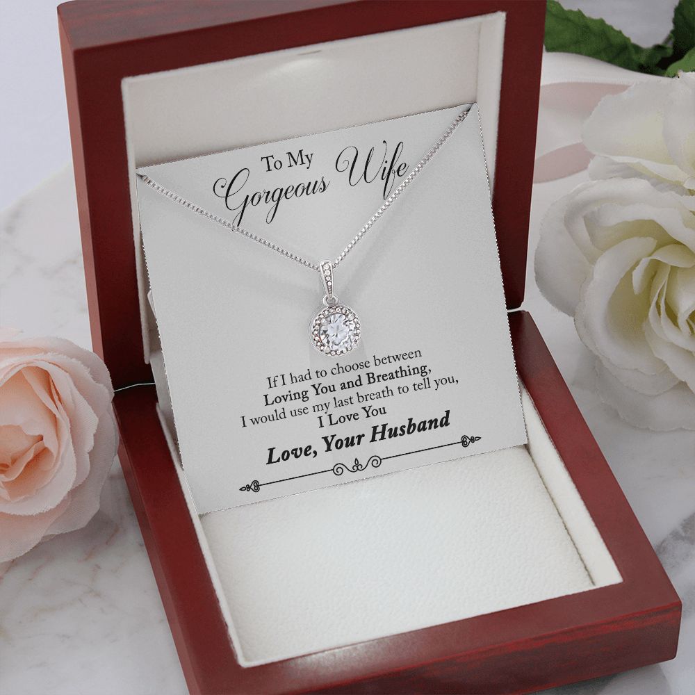 To My Wife Loving You and Breathing Eternal Hope Necklace Message Card-Express Your Love Gifts