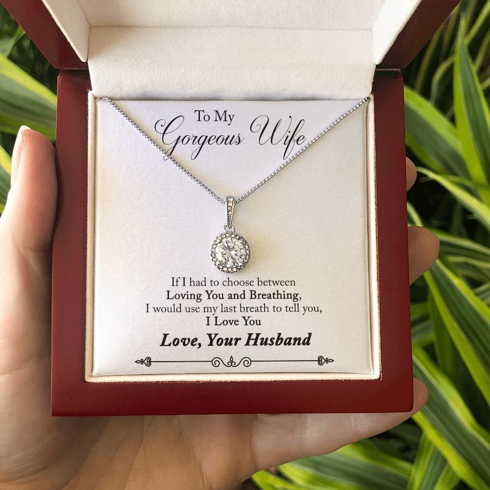 To My Wife Loving You and Breathing Eternal Hope Necklace Message Card-Express Your Love Gifts