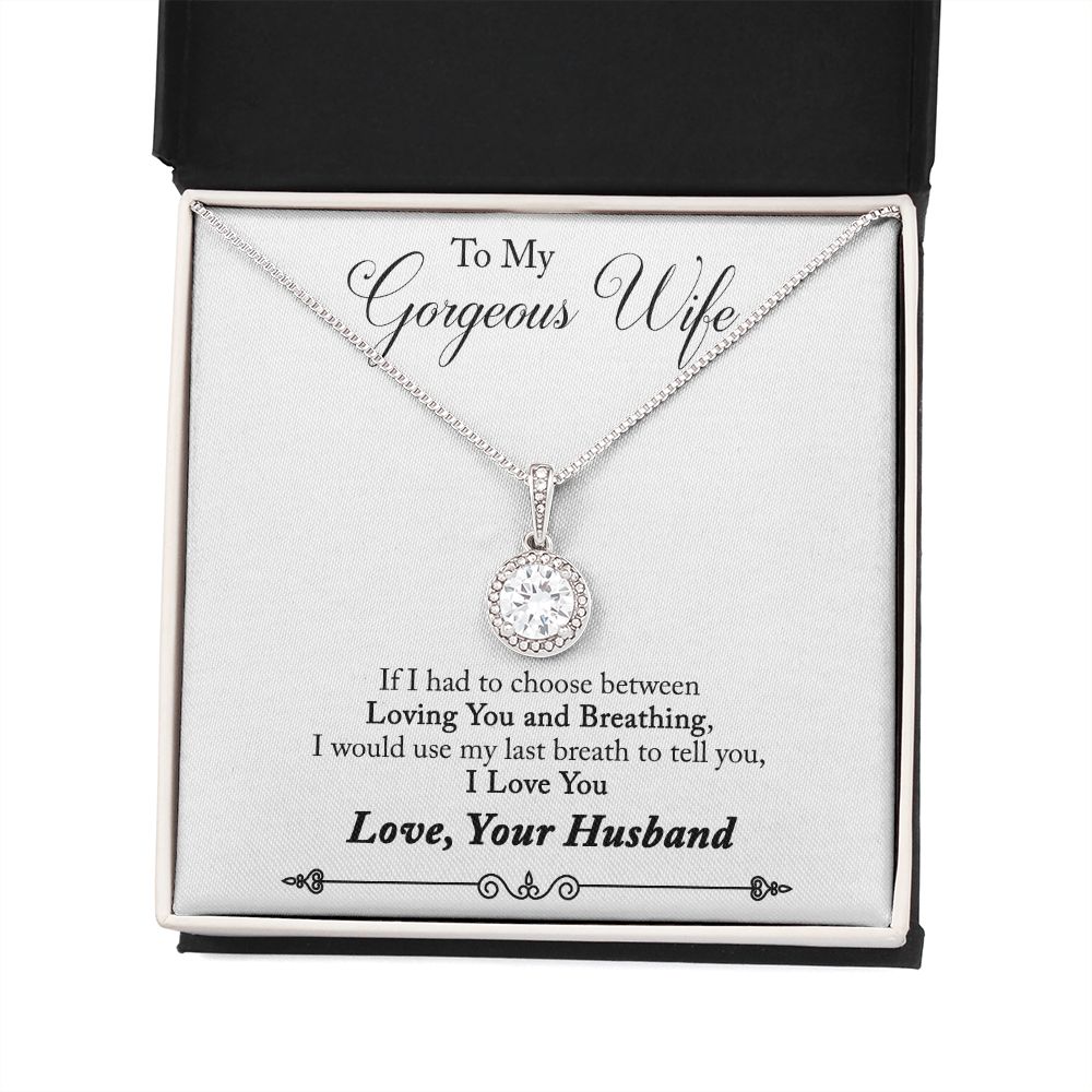 To My Wife Loving You and Breathing Eternal Hope Necklace Message Card-Express Your Love Gifts