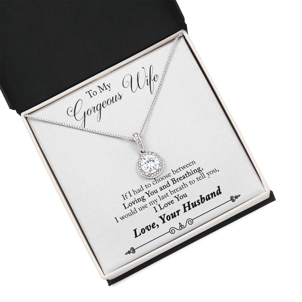 To My Wife Loving You and Breathing Eternal Hope Necklace Message Card-Express Your Love Gifts