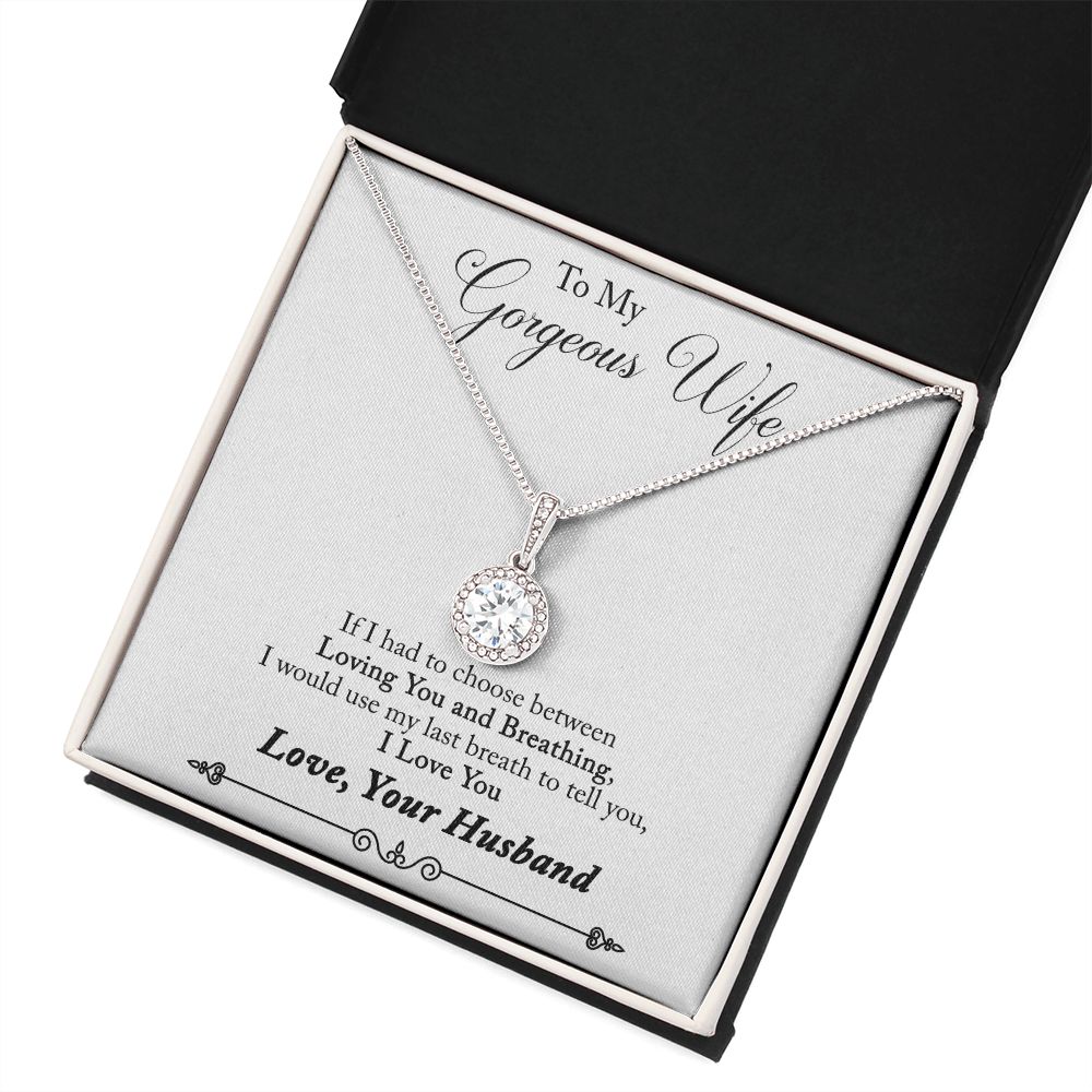 To My Wife Loving You and Breathing Eternal Hope Necklace Message Card-Express Your Love Gifts