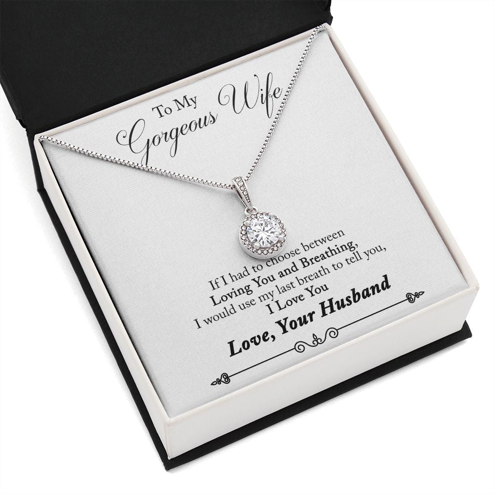 To My Wife Loving You and Breathing Eternal Hope Necklace Message Card-Express Your Love Gifts